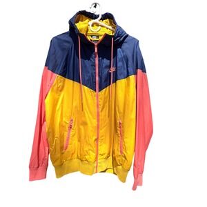 Nike Sportswear Windrunner Hooded Jacket Colorblock Navy Yellow Pink Large